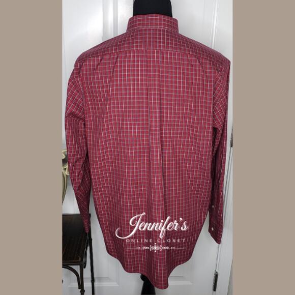 3/$25 L.L. Bean Men's Red and Gray Plaid Buttondown Shirt Size Large - Picture 6 of 9